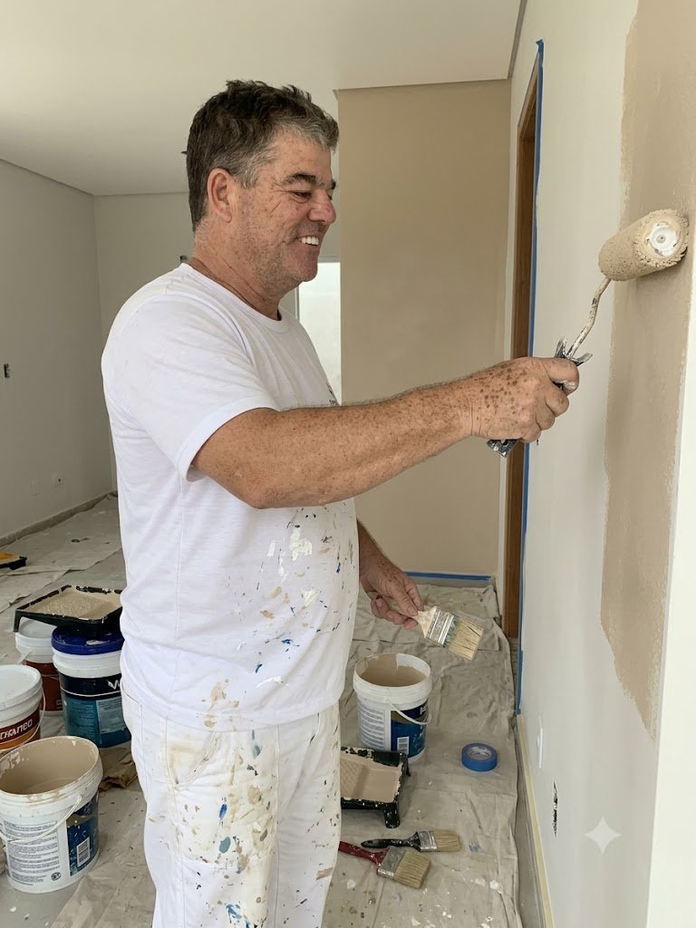 Pintor profissional em Mogi das Cruzes trabalhando em pintura residencial